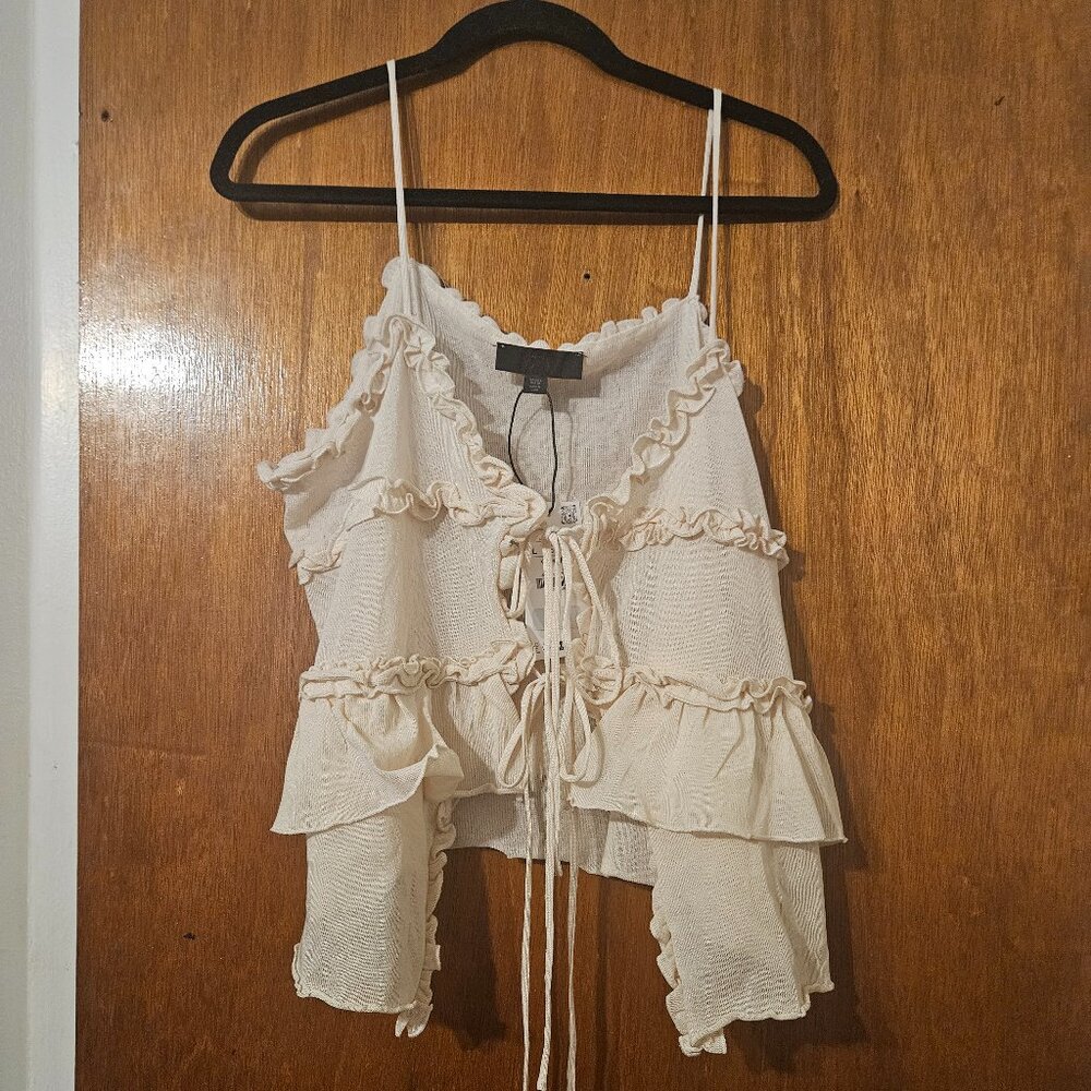 Zara Ruffle Knit Top Size Large - Picture 6 of 7